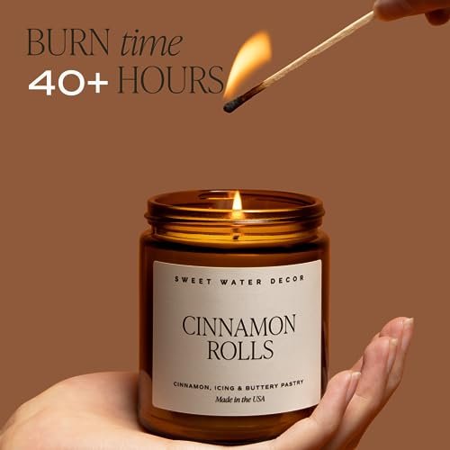 41E801qNzVL._SL500_.jpg Sweet Water Decor Fall Soy Candles - Hot Cider, Cinnamon, Cloves, and Nutmeg - 9oz Amber Jar, 40-Hour Burn Time! - Image 6