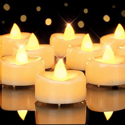 merrynights Flameless Candles, 50 Pack LED Tea Lights Candles Battery Operated, Last 200+ Hrs Flickering Tea Lights, Flameless Tealight Candles for Halloween Diwali Fall Christmas Wedding