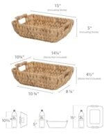 Large Hand-Woven Storage Baskets with Wooden Handles - Water Hyacinth Wicker Baskets, 2-Pack for Organizing - Image 2