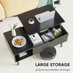 SweetCrispy Lift Top Coffee Tables: Stylish Black Wooden Dining Tables with Hidden Storage for Living Rooms. - Image 3
