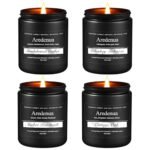 Mens Candle Set β Manly Candles for Men, 4 Pack Soy Candles for Home Scented, Masculine Candle Gift Set - Includes Sandalwood Leather, Whiskey Tobacco, Amber Patchouli & Vintage Oak