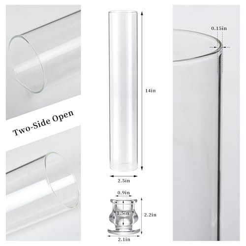 41HL9ymDtL._SL500_.jpg Volens Hurricane Glass Candle Holders - Set of 6, 14" Tall with Windproof Covers for Taper Candles. Perfect for Weddings & Home Decor. - Image 7