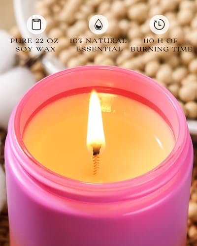 41I7-2Yk7qL._SL500_.jpg AOOVOO Rose Sandalwood Candle - 22 oz Soy Candle, 120 Hours Burn, Relaxing Gift for Women. - Image 4