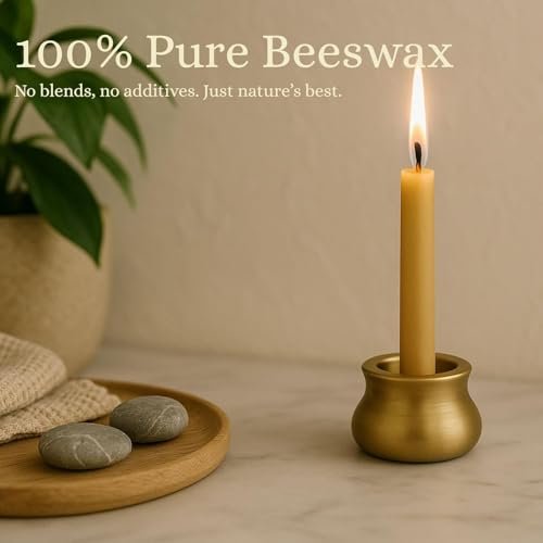 41IBrkx7jvL._SL500_.jpg Australian Made 50-Minute Pure Beeswax Candles Set of 20 with Brass Holder - Non-Toxic Stress Relief Gifts for Women. - Image 4