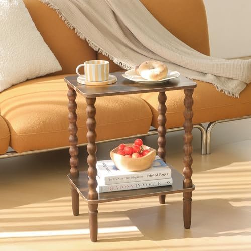 41IMoy3xLSL._SL500_.jpg Fultyle Rustic Brown Side Table: Compact 2-Tier End Table with Storage for Small Spaces. - Image 7