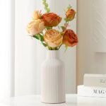 Mfacoy White Ceramic Flower Vase: Modern Minimalist Decor for Home & Office (8 in) - Image 6