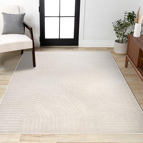 41JdNWYyEtL._SL500_.jpg JONATHAN Y Hallie 8x10 Minimalist Ivory/Cream Indoor/Outdoor Area Rug, Pet-Friendly, Washable, Stain-Resistant. - Image 3