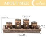 Boho Wooden Tray Candle Holder Set: Romadedi Farmhouse Coffee Table Decor with 4 Tealight Holders. - Image 4