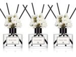 WEALD TRIBE Real Flower Reed Diffuser Set of 3 for Bathroom Air Fresheners, Oil Defusers | Fresh Linen/Ocean/Eucalyptus & Mint Scent(1.7 fl oz Each Pack) Home Fragrance with 12 Stick | Shelf Decor