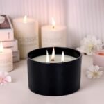 6-Pack CONNOO 24oz Matte Black Glass Candle Jars with Airtight Bamboo Lids & Wick Kit - Image 8