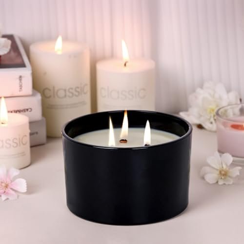 41KylJgv6UL._SL500_.jpg 6-Pack CONNOO 24oz Matte Black Glass Candle Jars with Airtight Bamboo Lids & Wick Kit - Image 8