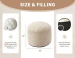 Cream Pouf Ottoman Foot Rest 20"x15" - Soft Beige Ottoman Stool for Living Room Comfort. - Image 2