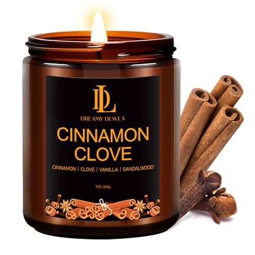 Cinnamon Clove Scented Candle | 7oz Fall Soy Candle for Fall Candle | Cinnamon Clove Scented Candle - Autumn Home Decor, 7oz Autumn Soy Candles with 50hr Burn Time, Holiday Thanksgiving Fall Gifts for Women Men