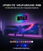 EASYERA 16.5" Digital Wall Clock: Bluetooth Sync, RGB Lights, Remote Control, Dual Alarms, Auto DST, Temp Display - Perfect for Classroom & Gaming. - Image 5