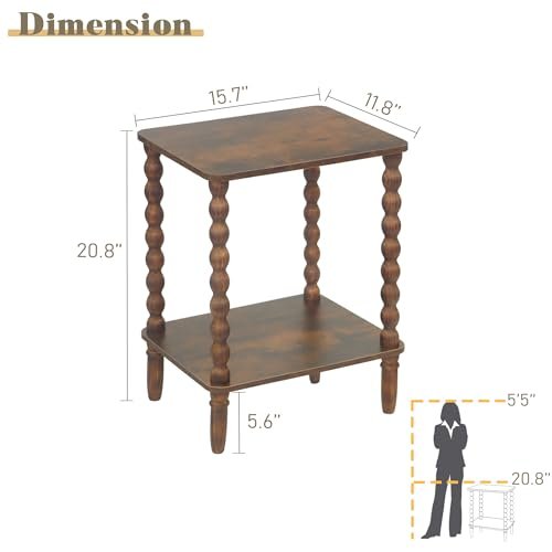 41M-FFgfmiL._SL500_.jpg Fultyle Rustic Brown Side Table: Compact 2-Tier End Table with Storage for Small Spaces. - Image 3