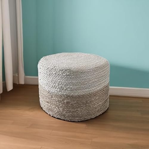 41MeLZ9ITjL._SL500_.jpg S&L Homes Jute Braided Pouf Ottoman - Hand Knitted Boho Footrest for Living Room, Bedroom, Patio (18"x18"x12") - Image 5