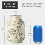 Green and Beige Vintage Chinoiserie Floral Vase - Rustic 7.8 Inch Ceramic Decor for Home, Office, and Grand Millennial Style. - Image 3