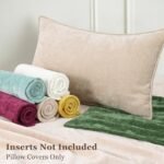 Set of 2 decorUhome 18x18 Euro Chenille Pillow Covers - Elegant Beige Soft Decorative Cushions for Living Room. - Image 6