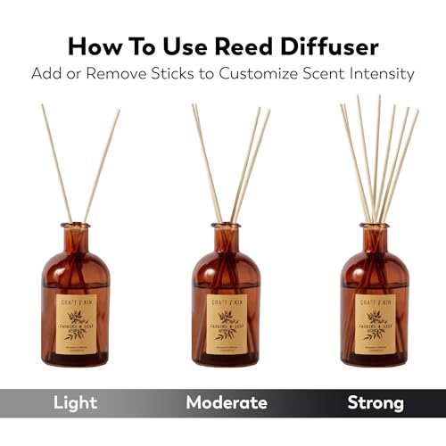 41OHhRnyX5L._SL500_.jpg Craft & Kin Lily & Jasmine Reed Diffuser | All-Natural Oil, 8 Rattan Sticks | Lasting Home Fragrance in Amber Glass, 5.75oz - Image 5