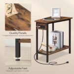 HOOBRO Wedge End Table with Charging Station, Rustic Brown Triangle Accent Table for Small Spaces - Image 7
