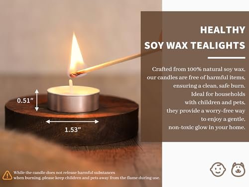 41Q9DV4wXRL._SL500_.jpg 100% Natural Soy Tealight Candles | 100 Pack | Unscented, Long Burning for Weddings & Shabbat - Image 3