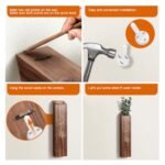 4-Pack Wooden Indoor Wall Planters, Modern Boho Decor for Living Room & Bedroom, Farmhouse Pocket Vases for Dried Flowers & Faux Plants - Brown - Image 5