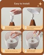 EDISHINE Tripod Table Lamp: Charming Bedside Lamp with Beige Linen Shade, Perfect for Nursery, Bedroom, or Living Room. 14.2" with Light Brown Wooden Base and E26 Socket. - Image 4