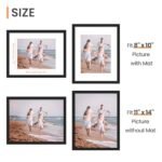 Upsimples 11x14 Picture Frame: Display 8x10 Photos with Mat or 11x14 Without, Black, Wall Hanging, 1 Pack - Image 3
