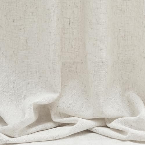 41RYRm8G8KL._SL500_.jpg MYSKY HOME Linen Curtains for Living Room: Natural Semi-Sheer Drapes, 84" Length, 2 Panels, Farmhouse Boho Style, Back Tab for Sliding Glass Door, 50" Wide. - Image 8