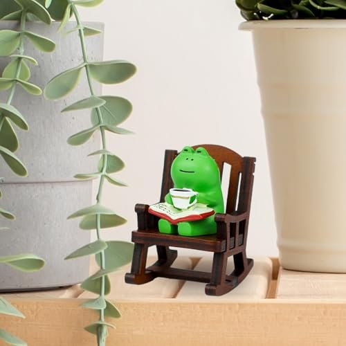 41RkQGlVNVL._SL500_.jpg Mevodeata Mini Frog Figurine with Sofa - Adorable Resin Home Decor for Frog Lovers - Image 7