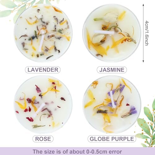 41S269TS9pL._SL500_.jpg Honoson 12-Pack Scented Tealights with Dried Flowers – 4 Floral Scents for Weddings & Gifts - Image 2