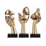 oliruim 3 Pcs Thinker Small Statue Set - Black Gold Abstract Art Figurines Home Living Room Aesthetic Decor Floating Shelf Coffee Table Office Desk Bathroom Counter Decor (3 Pcs Gold, 6")