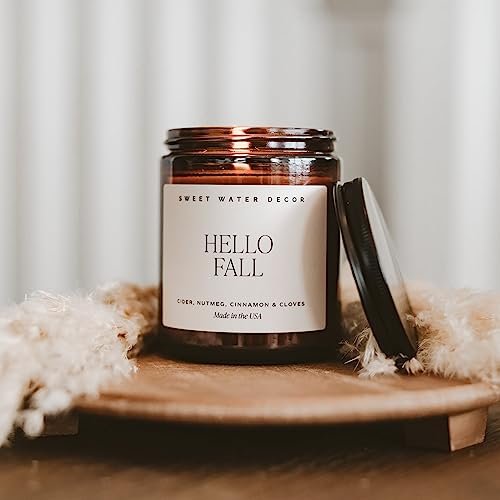 41S5hsABGPL._SL500_.jpg Sweet Water Decor Fall Soy Candles - Hot Cider, Cinnamon, Cloves, and Nutmeg - 9oz Amber Jar, 40-Hour Burn Time! - Image 4
