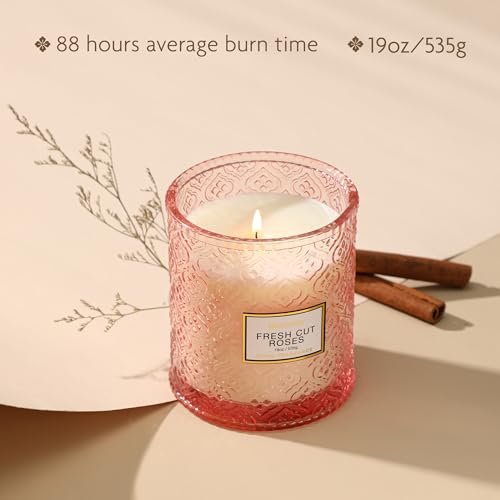 41T-bWuZ6nL._SL500_.jpg Rose Scented Candles - Luxury Pink Decorative 19oz Soy Wax Gifts for Mother's Day. Perfect for Home! - Image 4