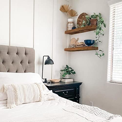 41TO6W9tWL._SL500_.jpg QEEIG 24-Inch Floating Wall Shelves Set of 2 - Rustic Brown Farmhouse Decor for Bathroom, Bedroom, or Living Room - Image 7