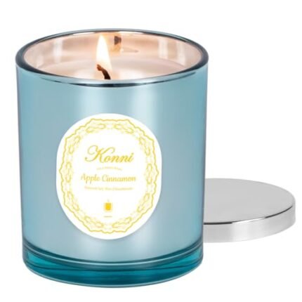 KONNI Scented Candles, Soy Candles, Aromatherapy Candle, Apple Cinnamon Scented Candle for Men Women, Soy Wax Candle, 8.47oz, Ideal for Creating Relaxing Ambience & Holiday Gifting (Blue Cup)
