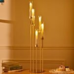 Fullvaseer 5-Arm Gold Candelabra Set of 4 with Acrylic Lampshade for Weddings, Birthdays, and Home Decor, 39.4'' Candle Holders for LED Taper Candles. - Image 8