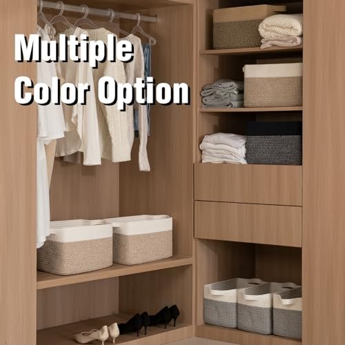 41WXKmQ9iNL._SL500_.jpg OIAHOMY 3-Pack Storage Baskets: 13x9.85x8.7'' Woven Bins with Handles for Toy Storage & Stylish Home Decor, White & Brown - Image 7