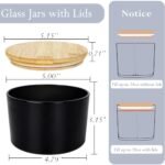6-Pack CONNOO 24oz Matte Black Glass Candle Jars with Airtight Bamboo Lids & Wick Kit - Image 4