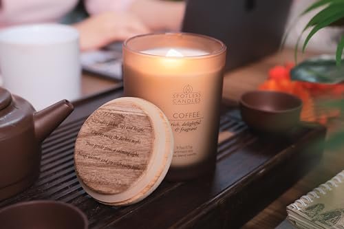 41WaqzM1XdL._SL500_.jpg Coffee Candle - 9.7oz Frosted Jar with Wooden Wick, Gift Box & Branded Ship for Aroma Enthusiasts! - Image 9
