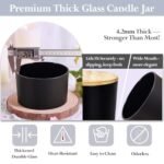 6-Pack CONNOO 24oz Matte Black Glass Candle Jars with Airtight Bamboo Lids & Wick Kit - Image 5