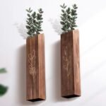 4-Pack Wooden Indoor Wall Planters, Modern Boho Decor for Living Room & Bedroom, Farmhouse Pocket Vases for Dried Flowers & Faux Plants - Brown - Image 7