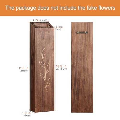 41aQbnzgIL._SL500_.jpg 4-Pack Wooden Indoor Wall Planters, Modern Boho Decor for Living Room & Bedroom, Farmhouse Pocket Vases for Dried Flowers & Faux Plants - Brown - Image 2