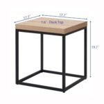 CENSI 18-Inch Natural Oak Accent Table: Modern Industrial Square Side Table in Metal & Wood. - Image 2