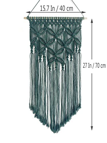 41axG5wsDnL._SL500_.jpg Winterdemoon Handmade Cotton Macrame Wall Hanging in Deep Green for Chic Home Decor. - Image 6