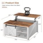 SEDETA 31.5" Lift Top Coffee Table: Farmhouse Design with Large Hidden Storage & Adjustable Shelves, White - Image 2