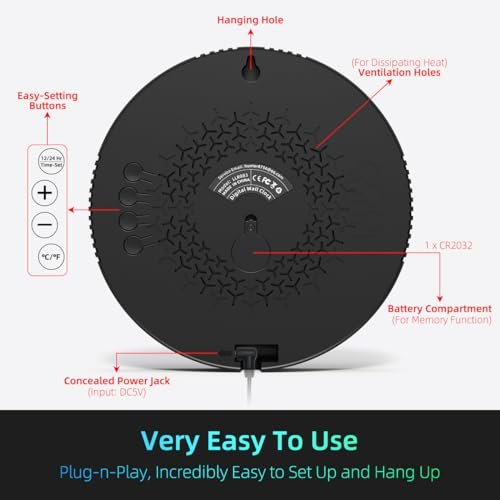 41cRZjO4wWL._SL500_.jpg Large LED Digital Wall Clock with Date, Temperature & Auto-Brightness | Modern Plug-In Clock for Home & Office - Image 6