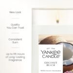 Yankee Candle Medium Pillar in Coconut Beach: 14.25 oz, up to 115-hour burn time, premium wax blend for lasting fragrance. - Image 4