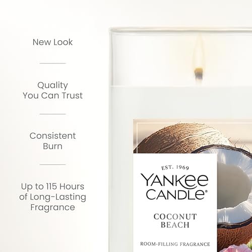 41cTGjn6u9L._SL500_.jpg Yankee Candle Medium Pillar in Coconut Beach: 14.25 oz, up to 115-hour burn time, premium wax blend for lasting fragrance. - Image 4