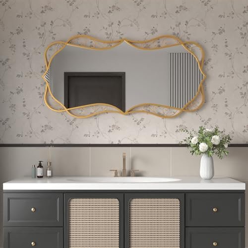 41dPircNvoL._SL500_.jpg Besdomus Gold Wall Mirror: 24"x48" Antique, Versatile Hanging for Living Room, Entryway, or Hallway. - Image 6